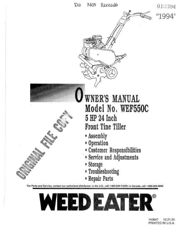 Mode d'emploi WEED EATER WEF550C