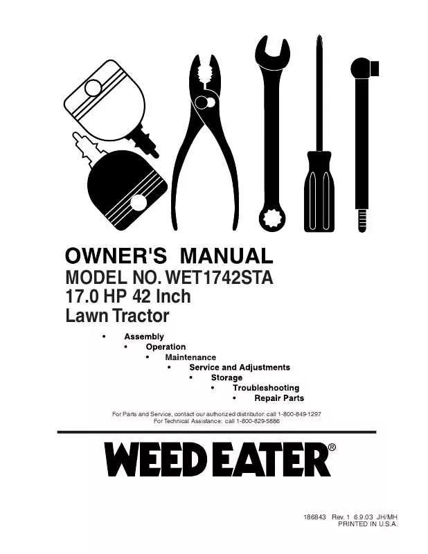 Mode d'emploi WEED EATER WET1742STA