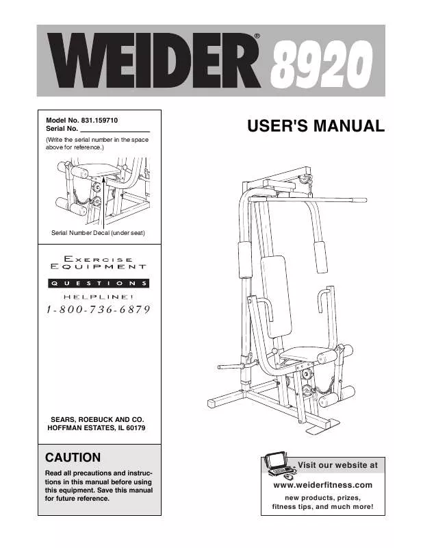 Mode d'emploi WEIDER 8920