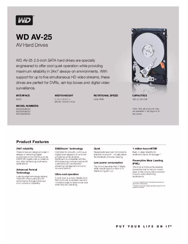 Mode d'emploi WESTERN DIGITAL AV-25