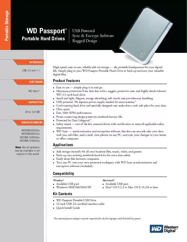 Mode d'emploi WESTERN DIGITAL PASSPORT SILVER