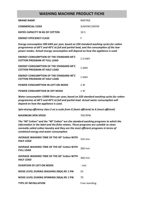 Mode d'emploi WHIRLPOOL 3LMVWC100YW