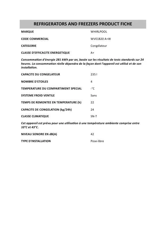 Mode d'emploi WHIRLPOOL 5VGI6FARAF