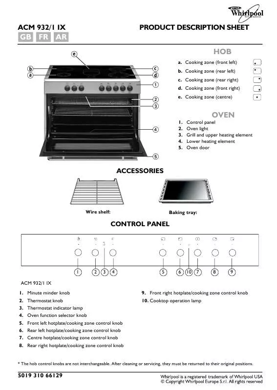 Mode d'emploi WHIRLPOOL ACM 932/1 IX