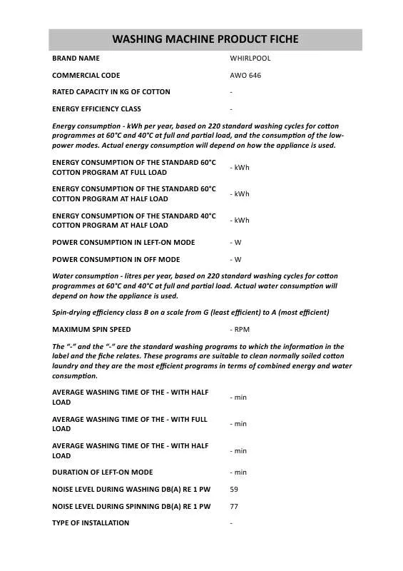 Mode d'emploi WHIRLPOOL ADG 7530 IX