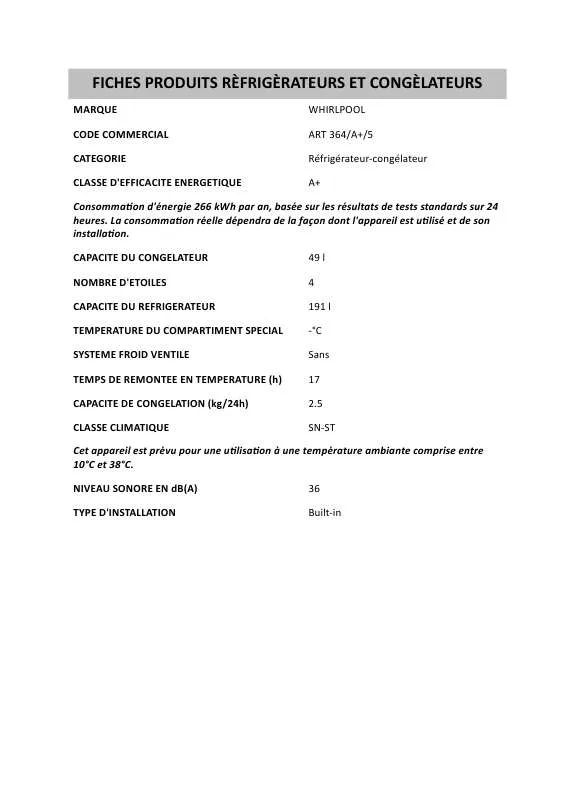 Mode d'emploi WHIRLPOOL ADP 2307 WH
