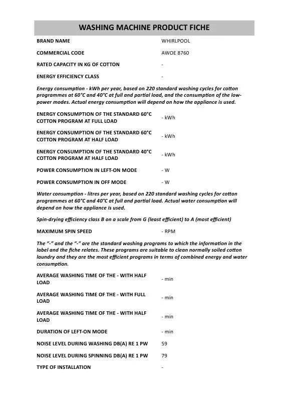 Mode d'emploi WHIRLPOOL ADP 6993 ECO