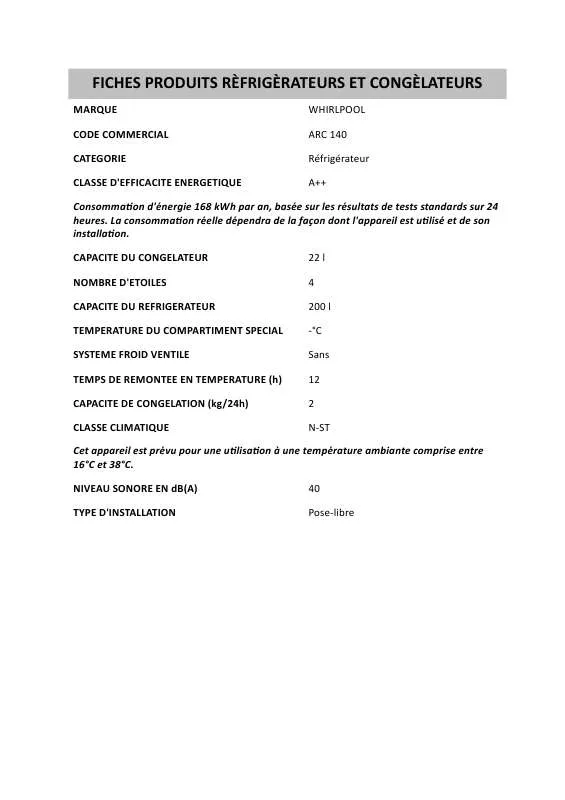 Mode d'emploi WHIRLPOOL AFB 900