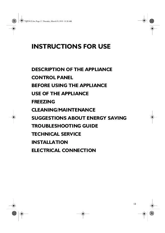 Mode d'emploi WHIRLPOOL AFG 517