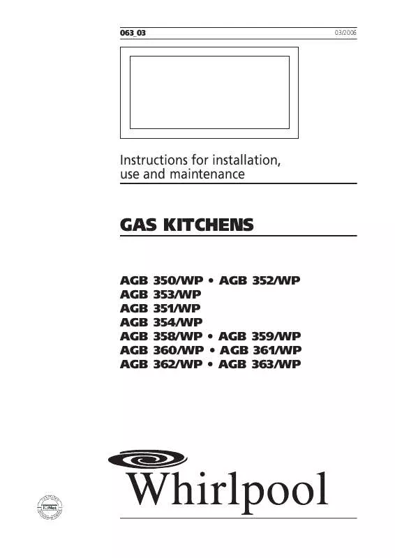 Mode d'emploi WHIRLPOOL AGB 350/WP