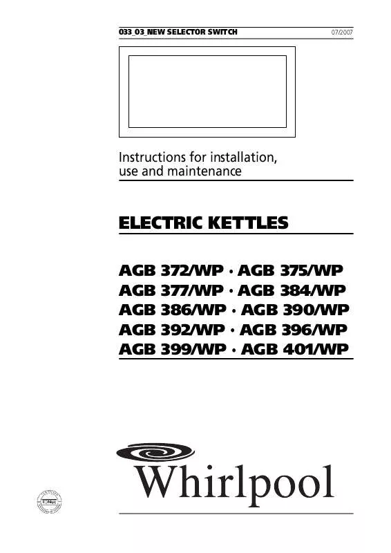 Mode d'emploi WHIRLPOOL AGB 372/WP