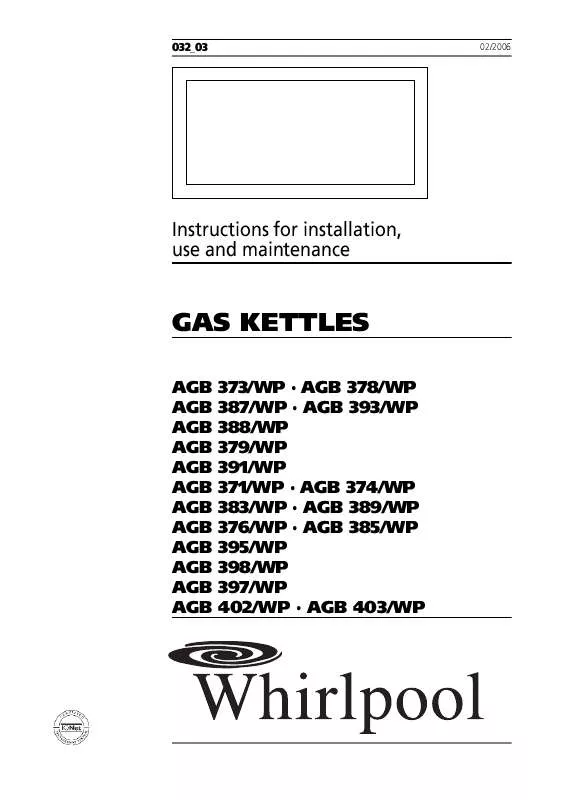 Mode d'emploi WHIRLPOOL AGB 373/WP