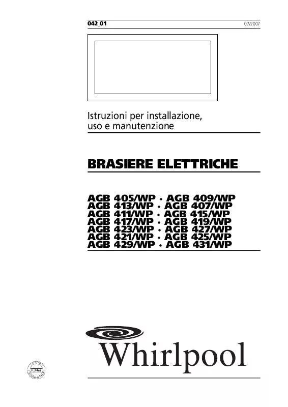 Mode d'emploi WHIRLPOOL AGB 407/WP