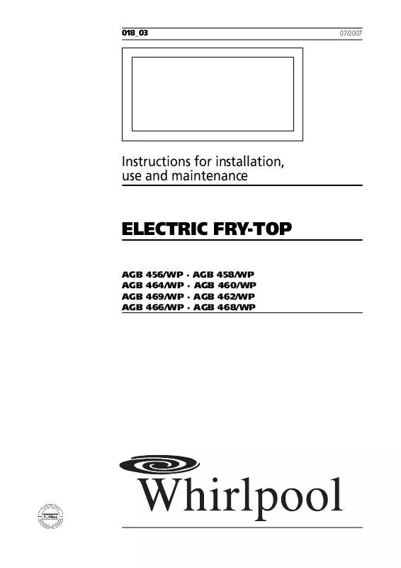 Mode d'emploi WHIRLPOOL AGB 456/WP