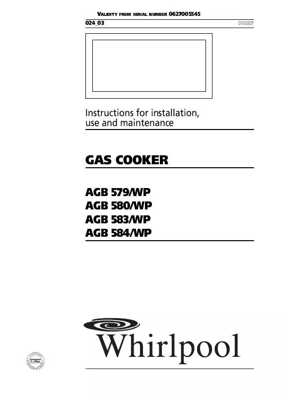 Mode d'emploi WHIRLPOOL AGB 579/WP