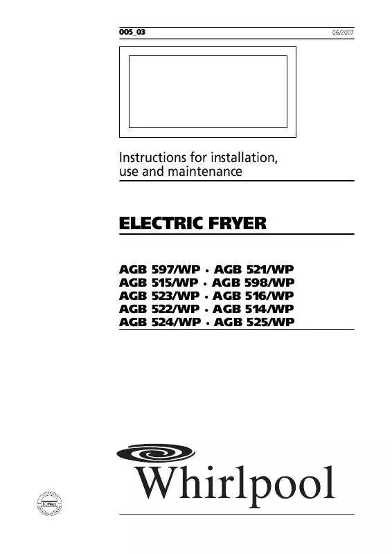 Mode d'emploi WHIRLPOOL AGB 598/WP