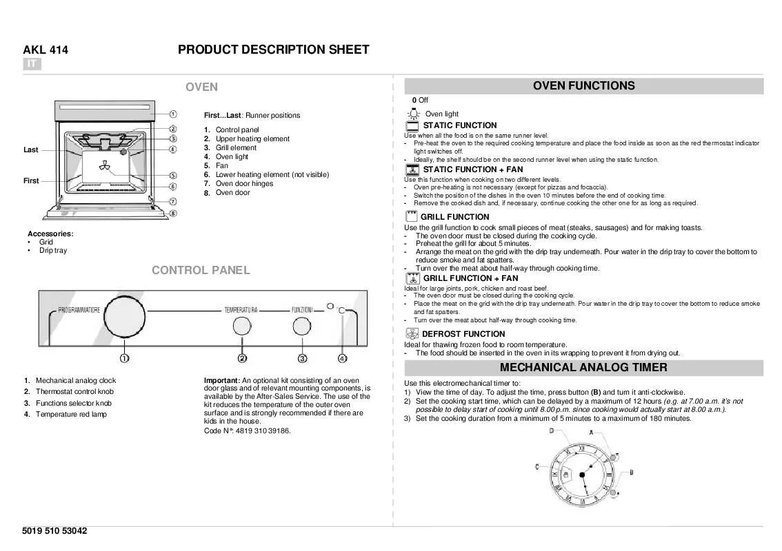 Mode d'emploi WHIRLPOOL AKL 414/CF