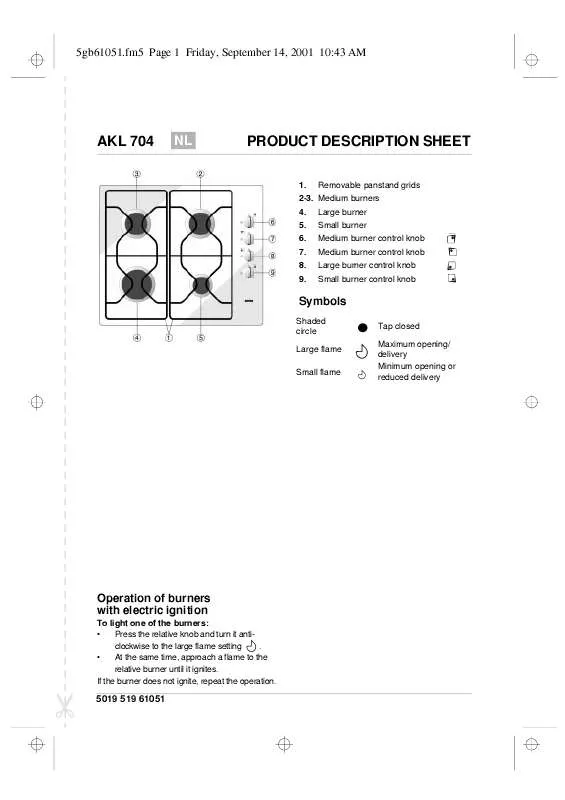 Mode d'emploi WHIRLPOOL AKL 704/IX