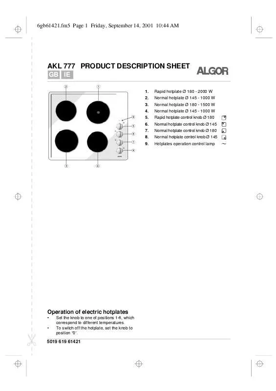 Mode d'emploi WHIRLPOOL AKL 777/WH