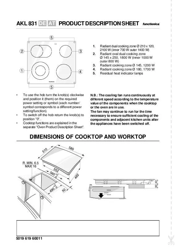 Mode d'emploi WHIRLPOOL AKL 831/NE