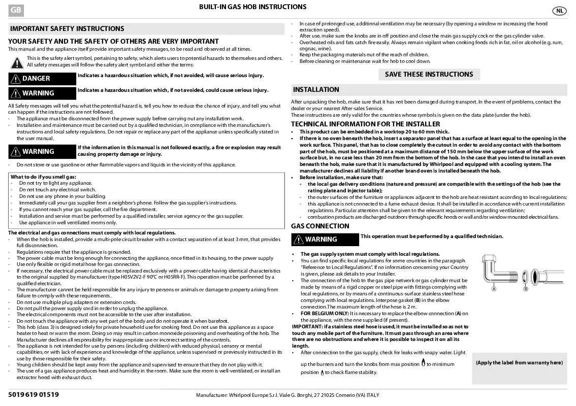 Mode d'emploi WHIRLPOOL AKM 260/IX/02