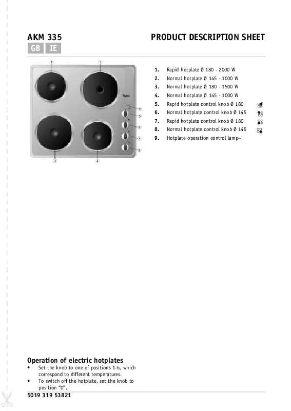 Mode d'emploi WHIRLPOOL AKM 335/IX