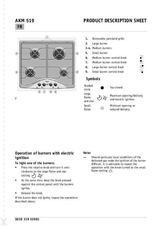 Mode d'emploi WHIRLPOOL AKM 519 WH