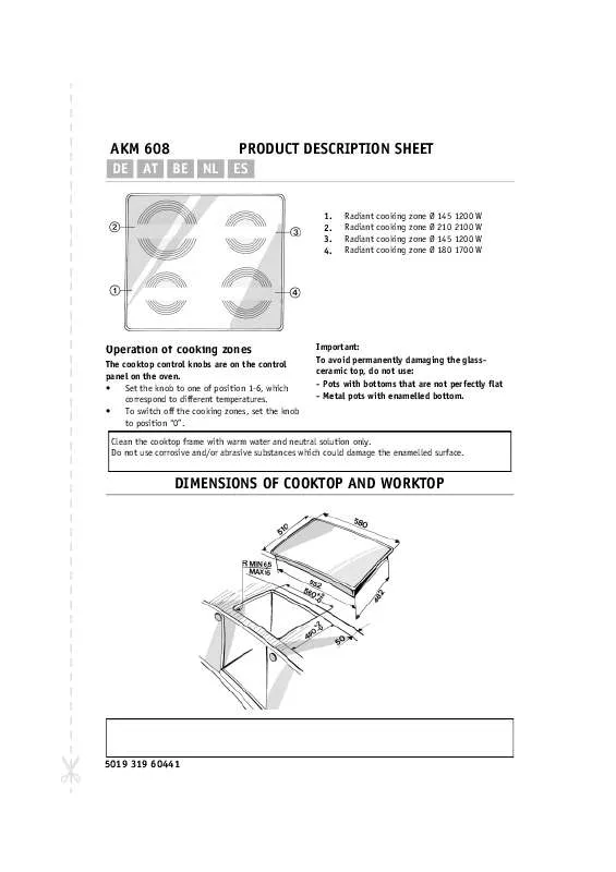 Mode d'emploi WHIRLPOOL AKM 608 IX/01