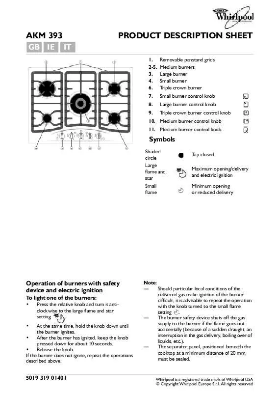 Mode d'emploi WHIRLPOOL AKM393/IX