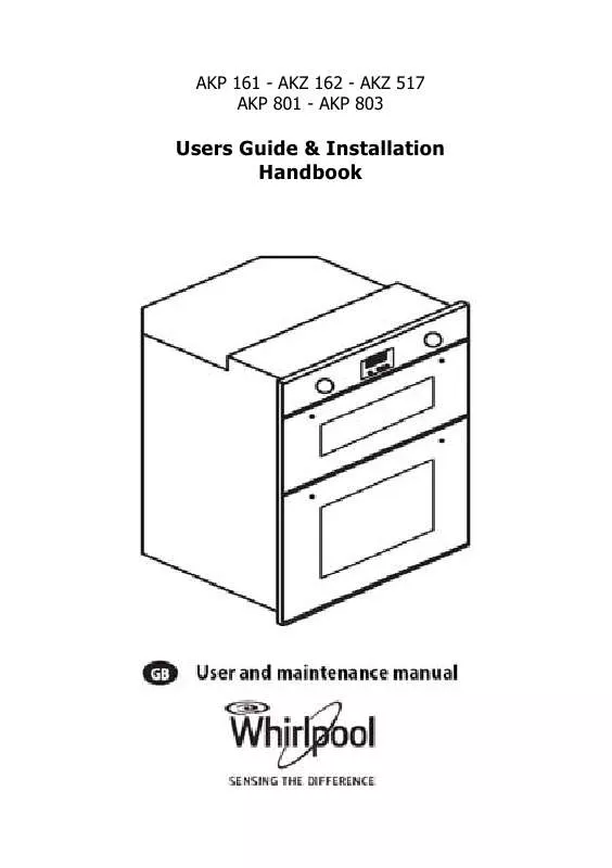 Mode d'emploi WHIRLPOOL AKP 161/02/IX