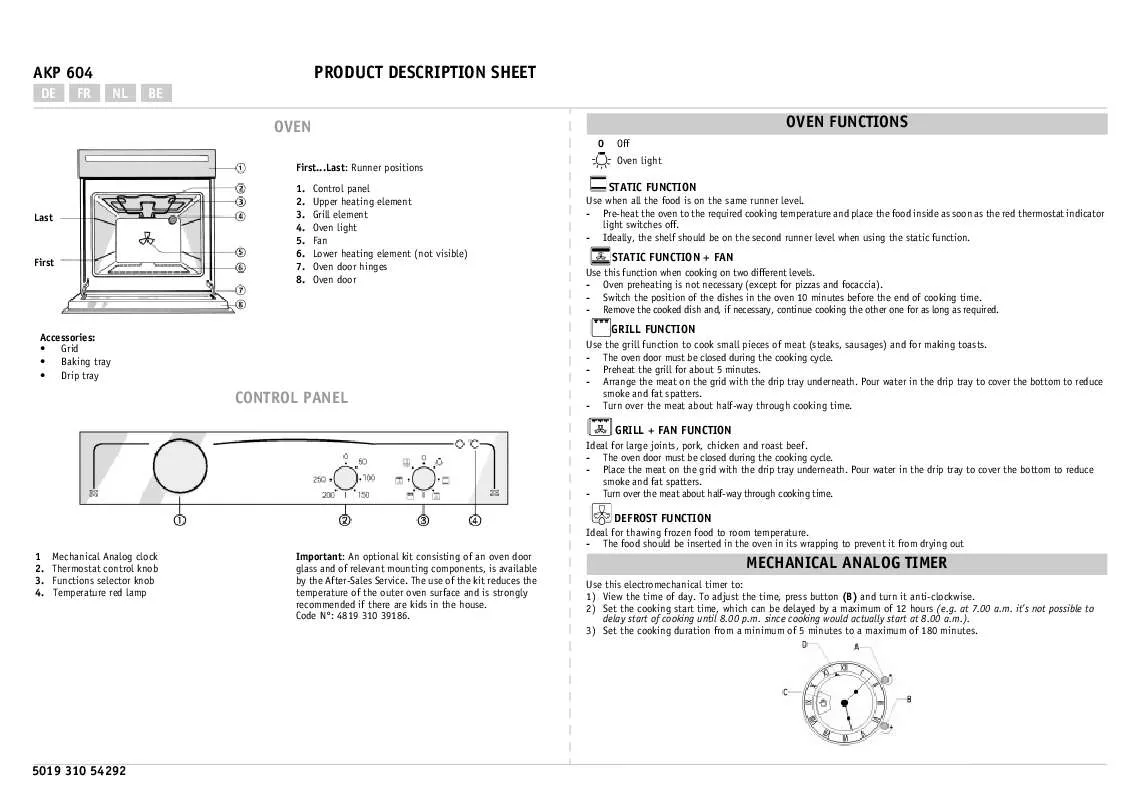 Mode d'emploi WHIRLPOOL AKP 604/01