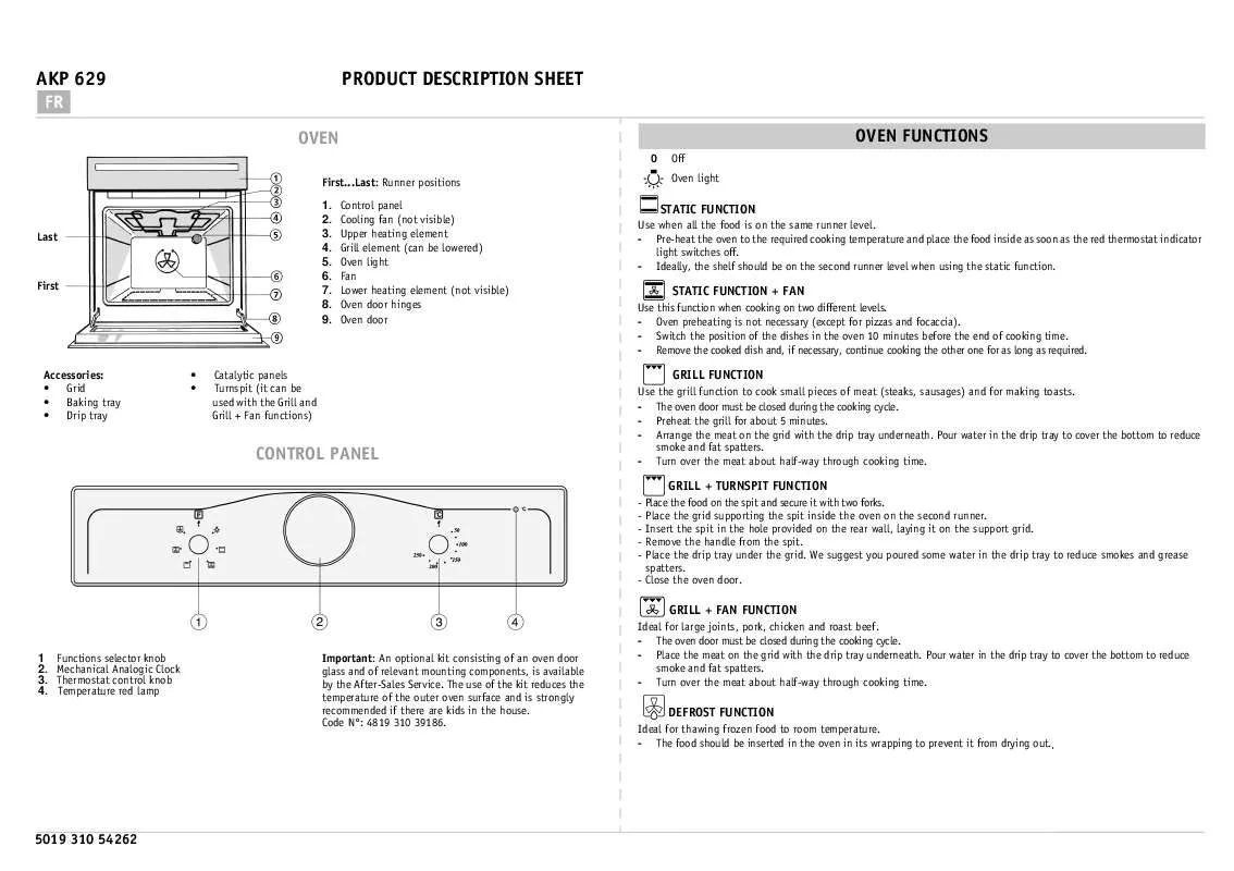 Mode d'emploi WHIRLPOOL AKP 629 WH