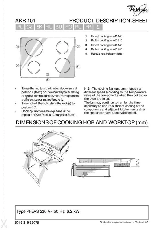 Mode d'emploi WHIRLPOOL AKR 101/NE