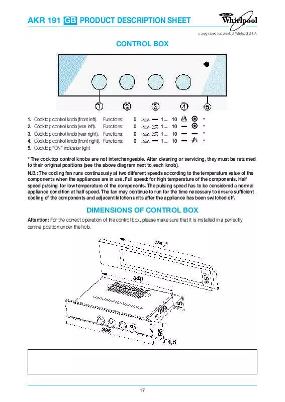 Mode d'emploi WHIRLPOOL AKR 191/IX/02