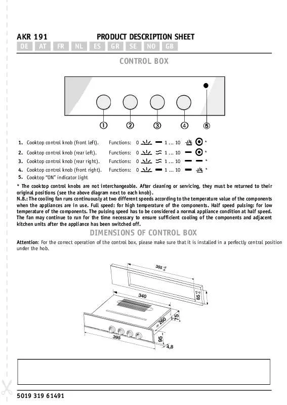 Mode d'emploi WHIRLPOOL AKR 191/WH