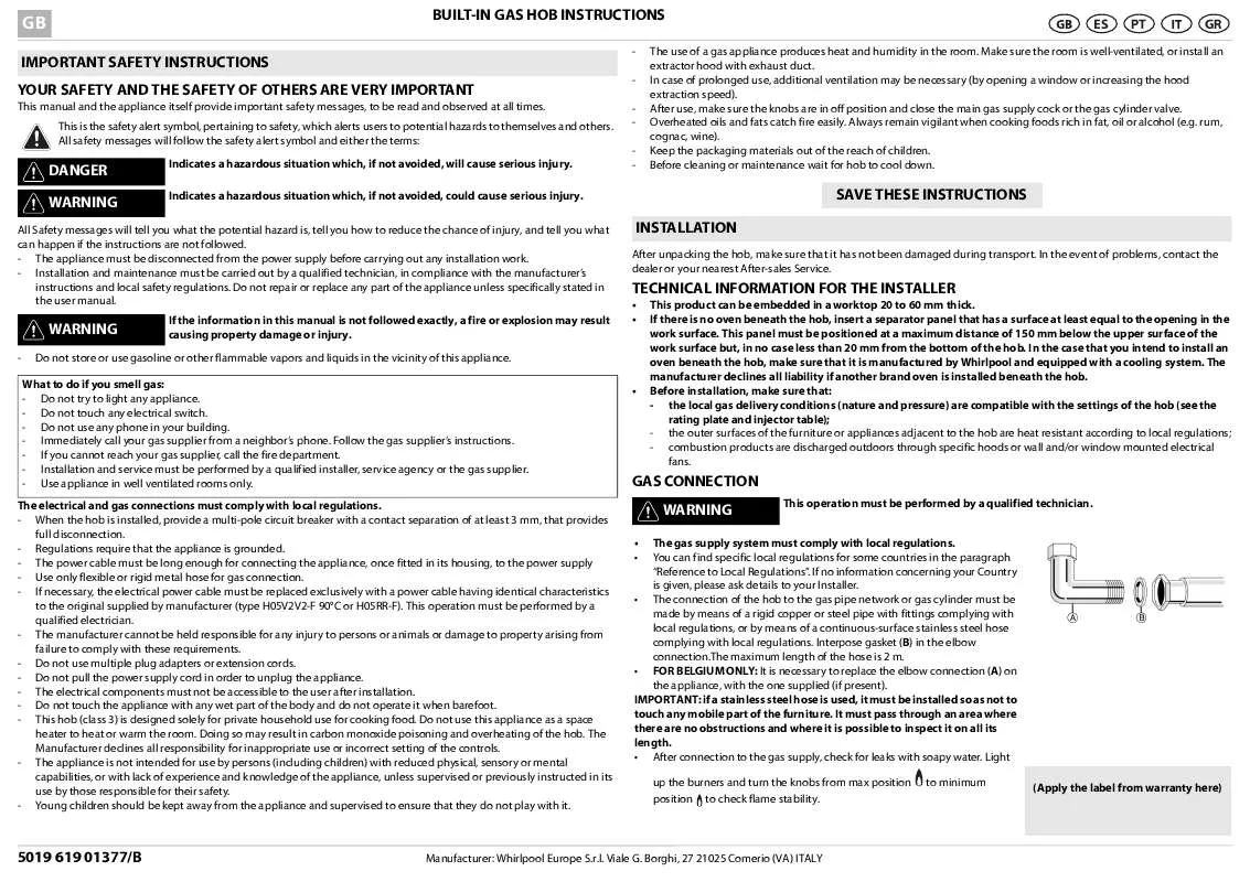 Mode d'emploi WHIRLPOOL AKR 315/IX