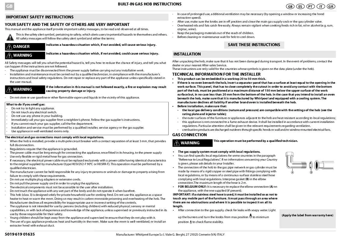 Mode d'emploi WHIRLPOOL AKR 322/IX