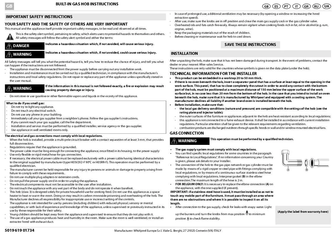 Mode d'emploi WHIRLPOOL AKR 350/IX