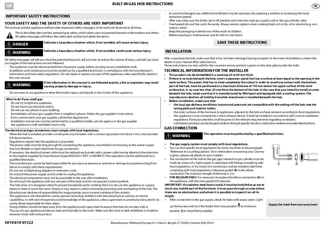 Mode d'emploi WHIRLPOOL AKR 3701/IX