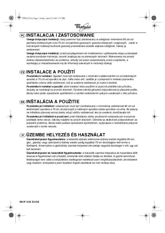 Mode d'emploi WHIRLPOOL AKR 443 WH