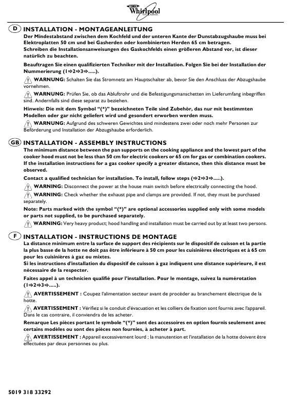 Mode d'emploi WHIRLPOOL AKR 703 IX