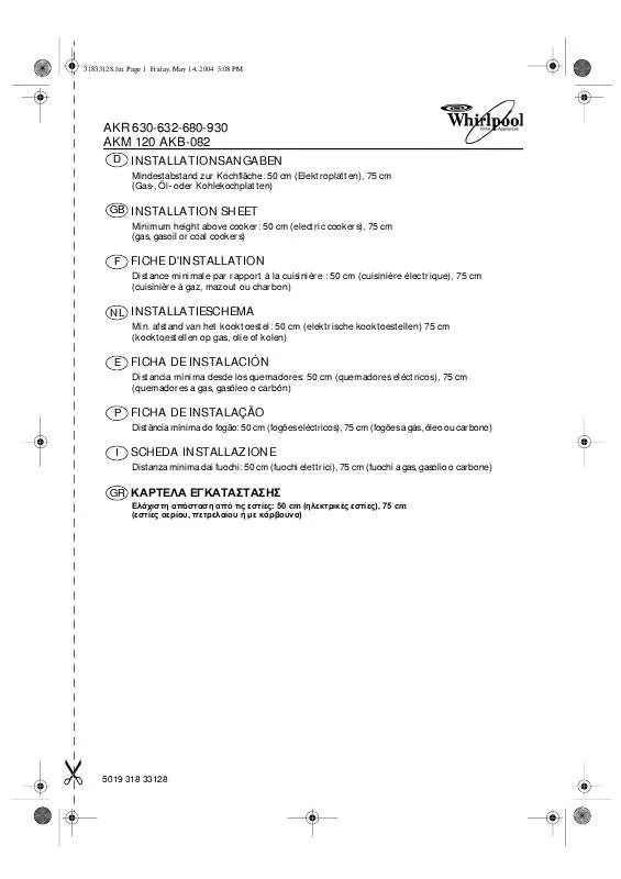 Mode d'emploi WHIRLPOOL AKR 930 WH