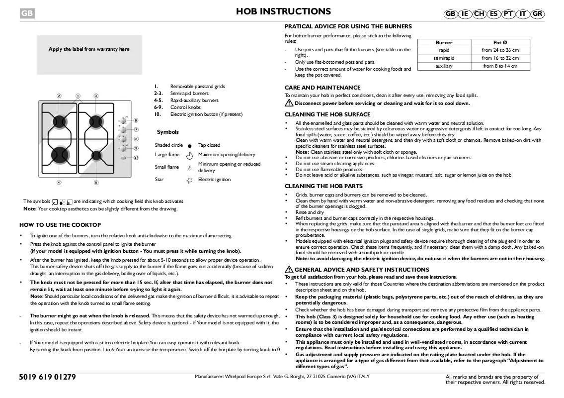 Mode d'emploi WHIRLPOOL AKS 370/IX