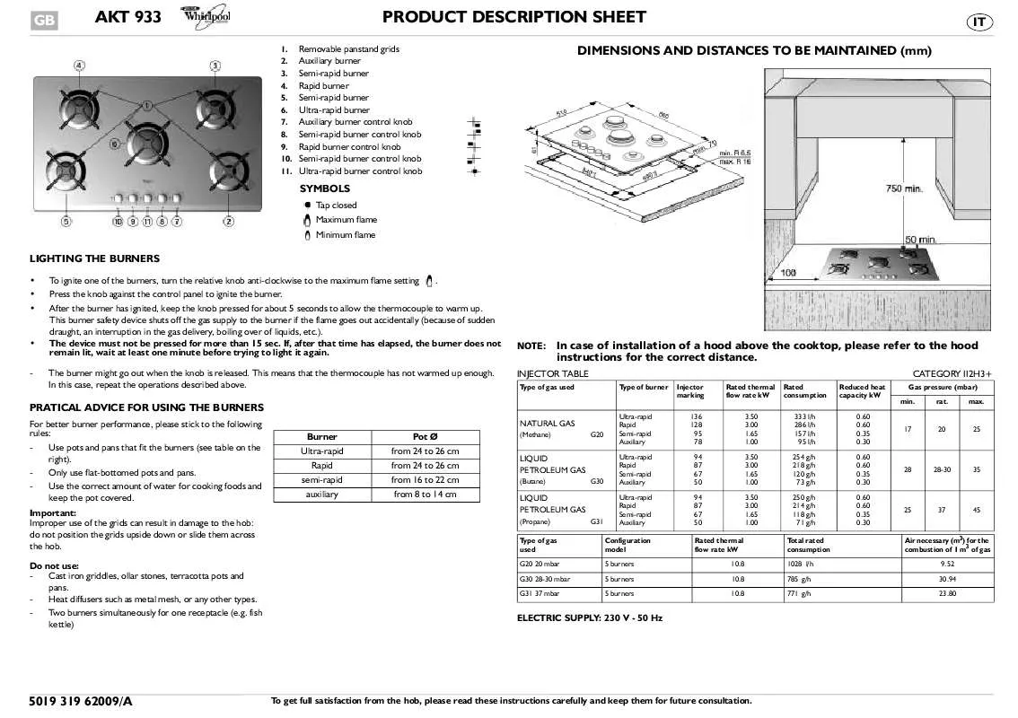 Mode d'emploi WHIRLPOOL AKT 933/WH