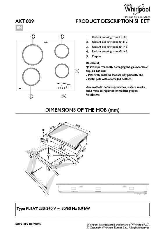 Mode d'emploi WHIRLPOOL AKT809BA