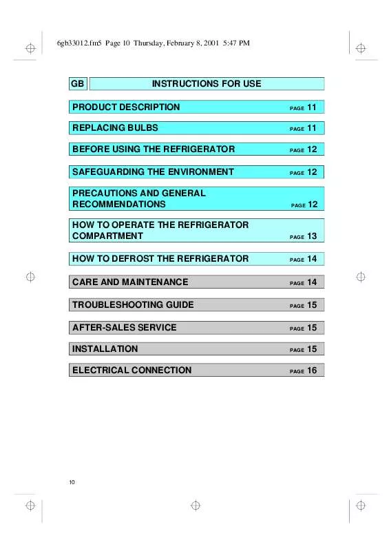 Mode d'emploi WHIRLPOOL ALG 142/G