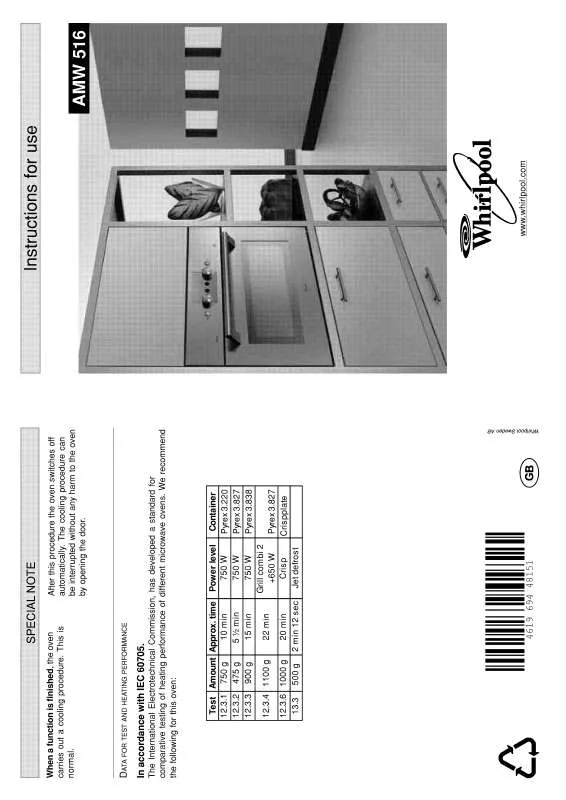 Mode d'emploi WHIRLPOOL AMW 516 BL