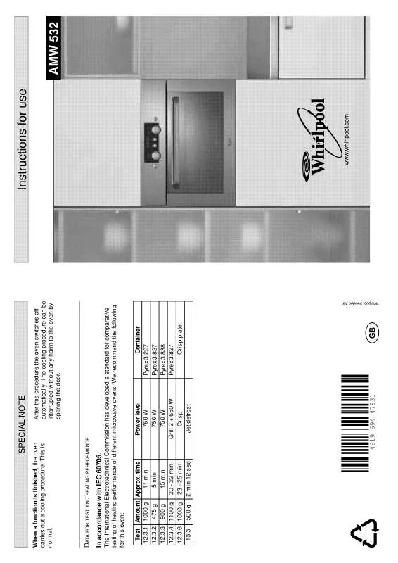 Mode d'emploi WHIRLPOOL AMW 532 IX