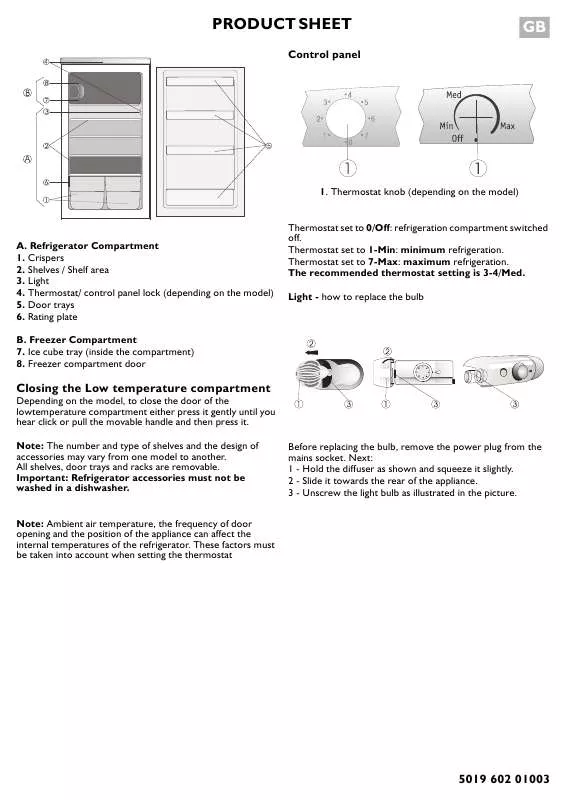 Mode d'emploi WHIRLPOOL ARG 340/A-LH