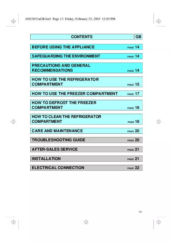 Mode d'emploi WHIRLPOOL ART 467/1/G/R-LH